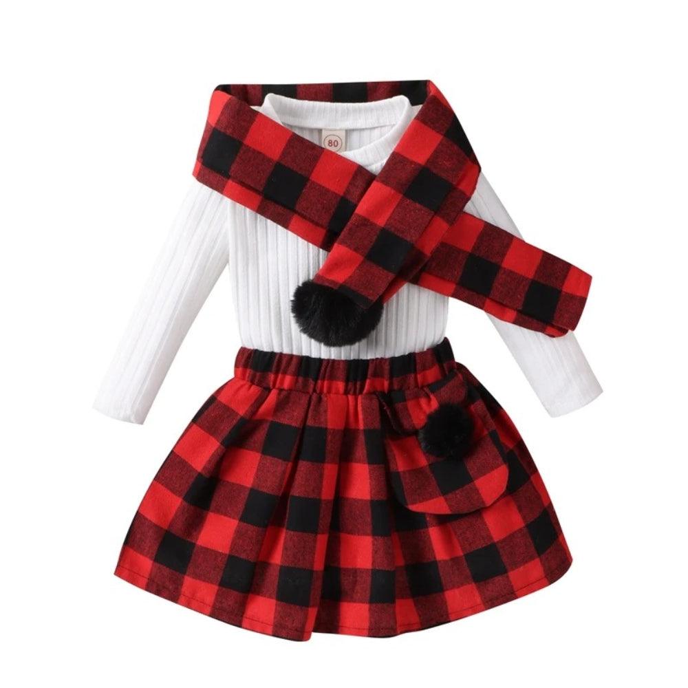 Plaid Skirt Set Outfit-Diaper Reusable