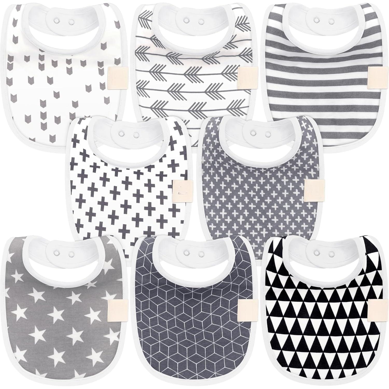 8 Pack Organic Unisex Baby Bibs For Modern Parents-Diaper Reusable