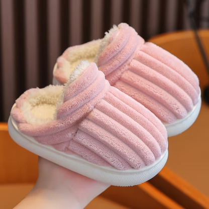 Winter Lined Slip On Slippers For Kids Home Use