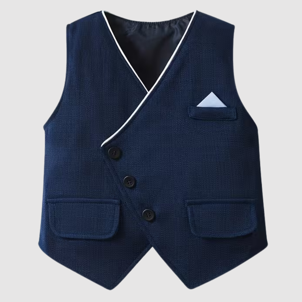 Three Piece Gentleman Outfit For Boys With Shirt Long Pants And Vest