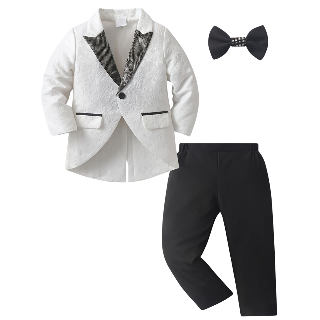 Plaid Tailcoat Outfit Set With Bow