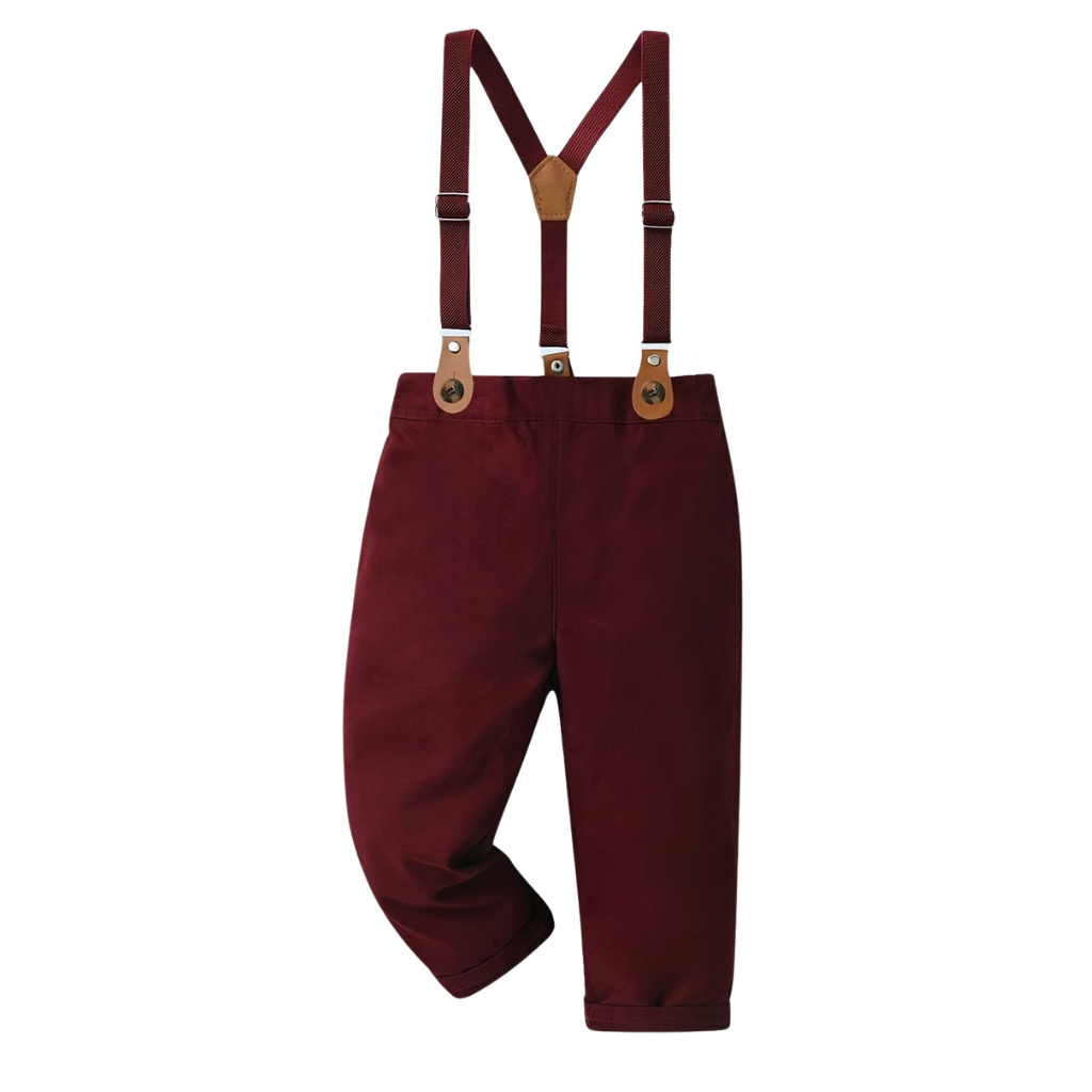 Plaid Shirt Trouser Set With Suspenders