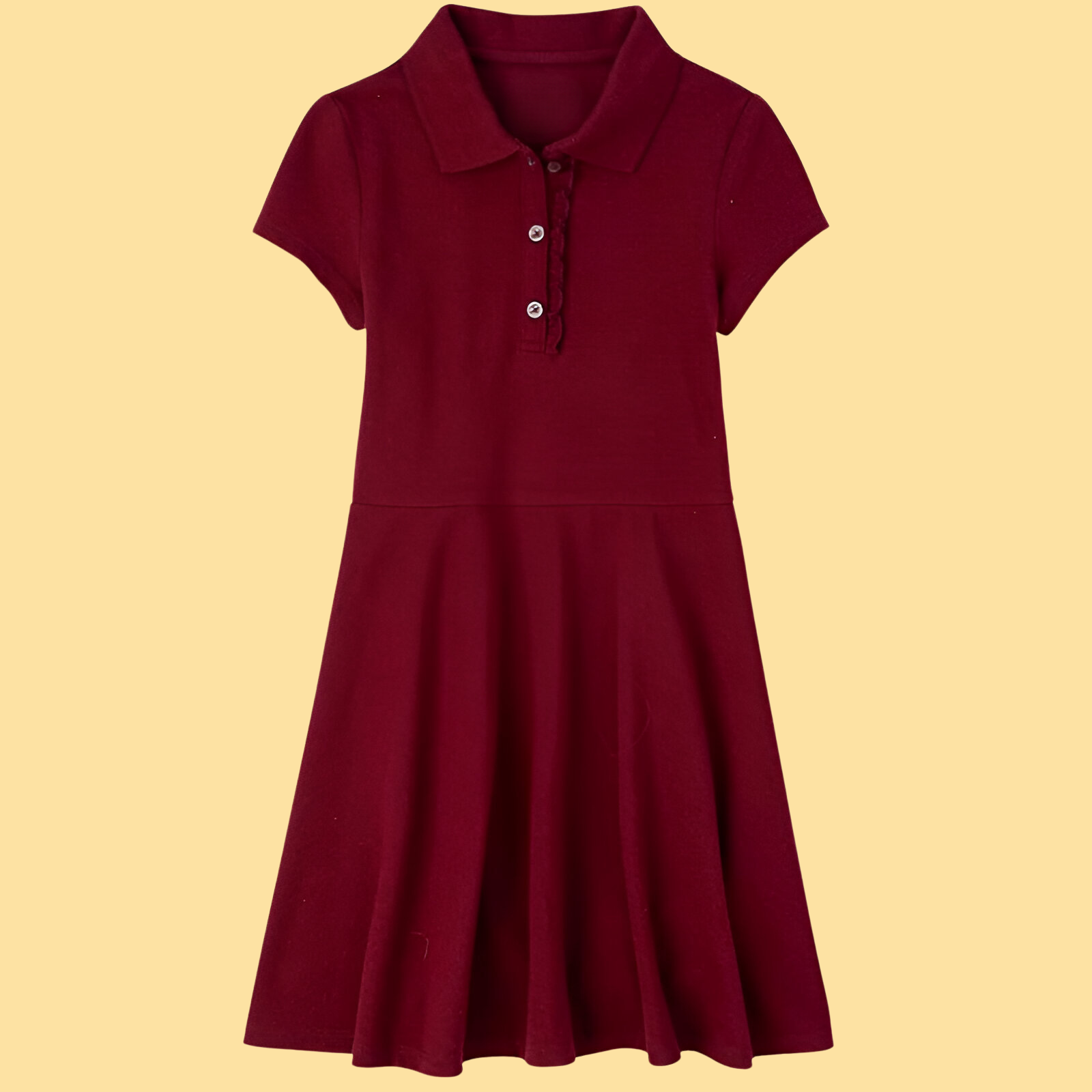Girls Short Sleeve Ruffle Polo Dress