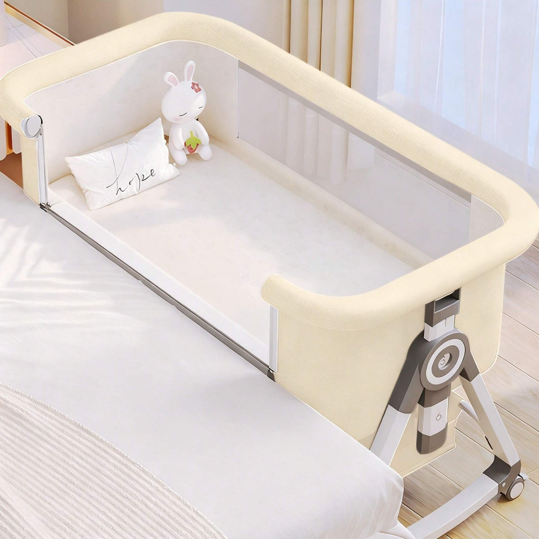 4 In 1 Baby Bassinet Bedside Sleeper With Adjustable Height And Wheels