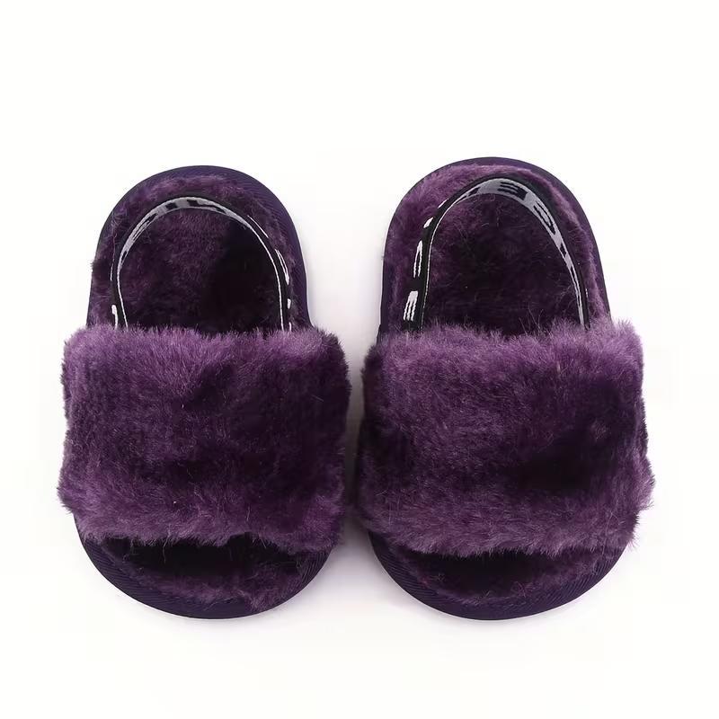 Slip On Furry Sandals For Girls