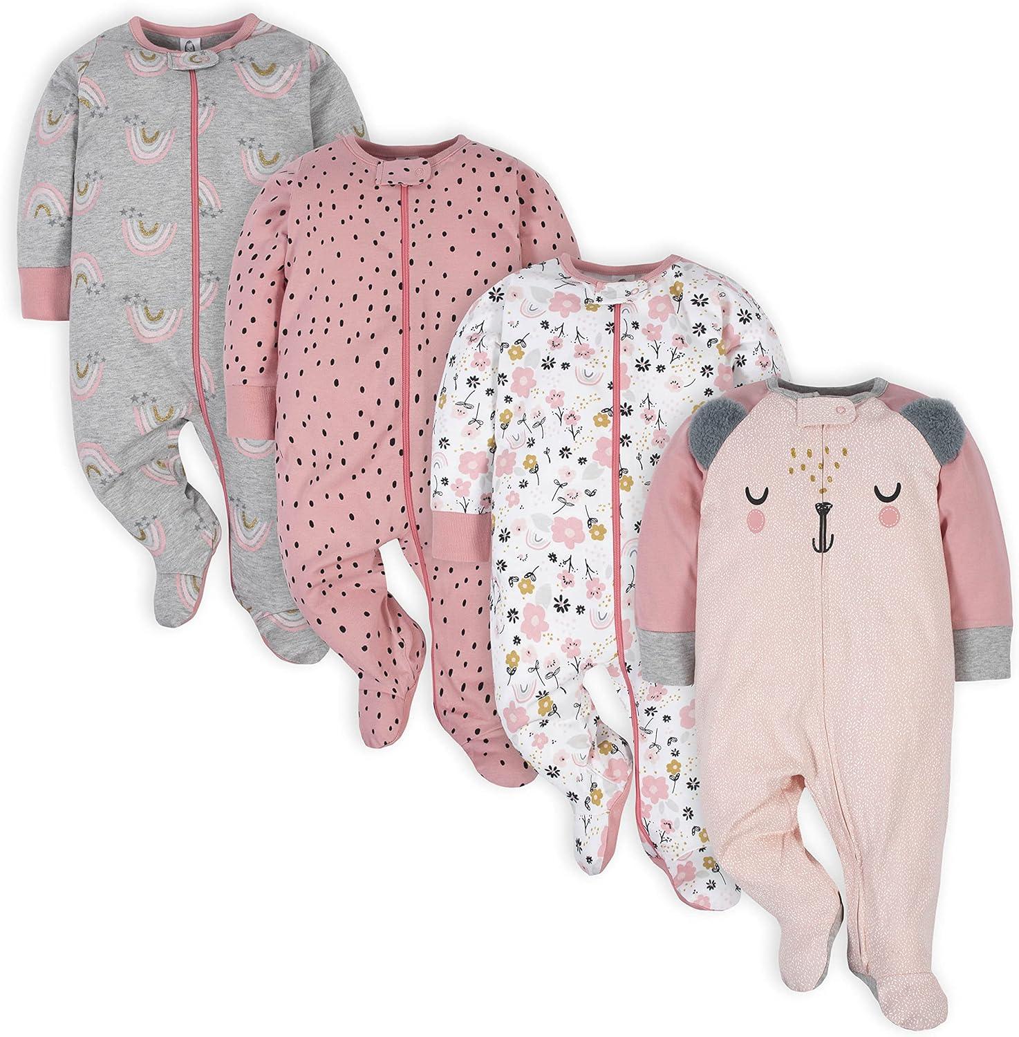 4 Piece Full Sleeve Bodysuit Set – Soft Cotton Baby Onesies-Diaper Reusable