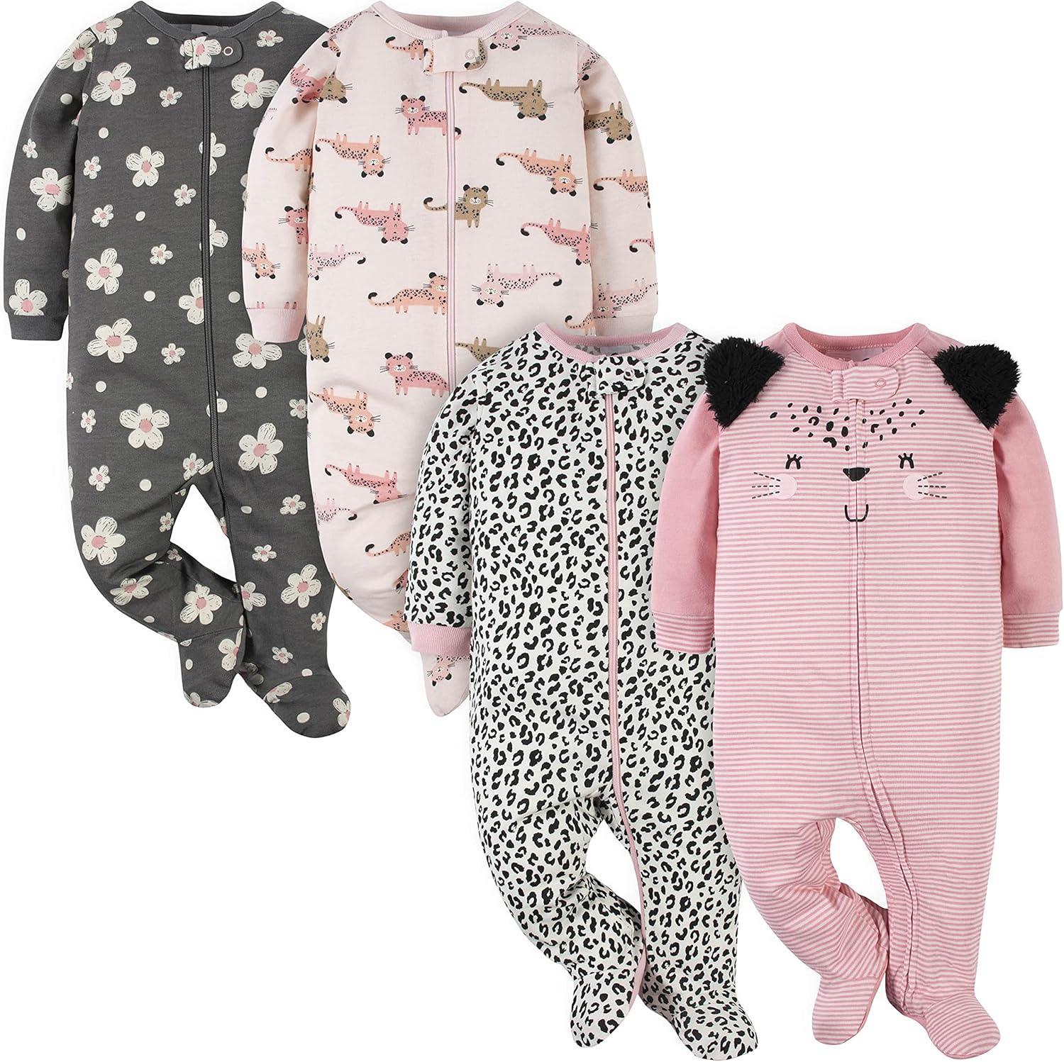 4 Piece Full Sleeve Bodysuit Set – Soft Cotton Baby Onesies-Diaper Reusable
