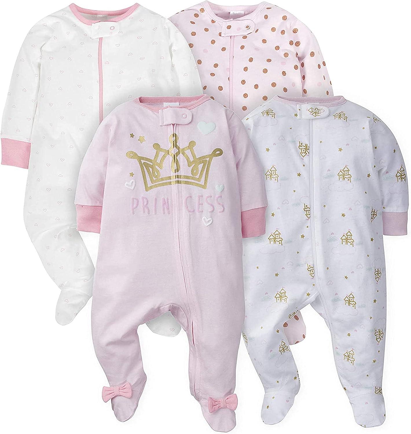 4 Piece Full Sleeve Bodysuit Set – Soft Cotton Baby Onesies-Diaper Reusable