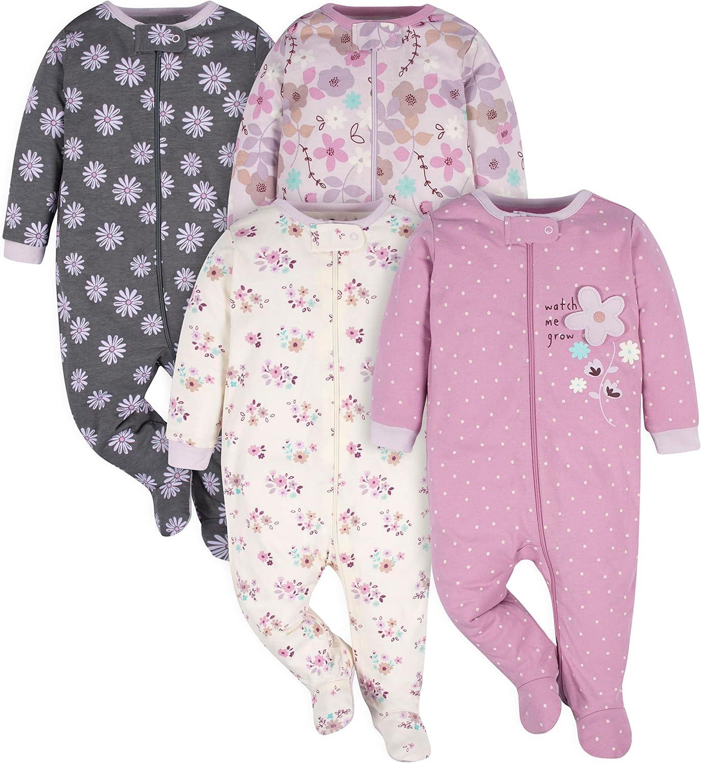 4 Piece Full Sleeve Bodysuit Set – Soft Cotton Baby Onesies-Diaper Reusable