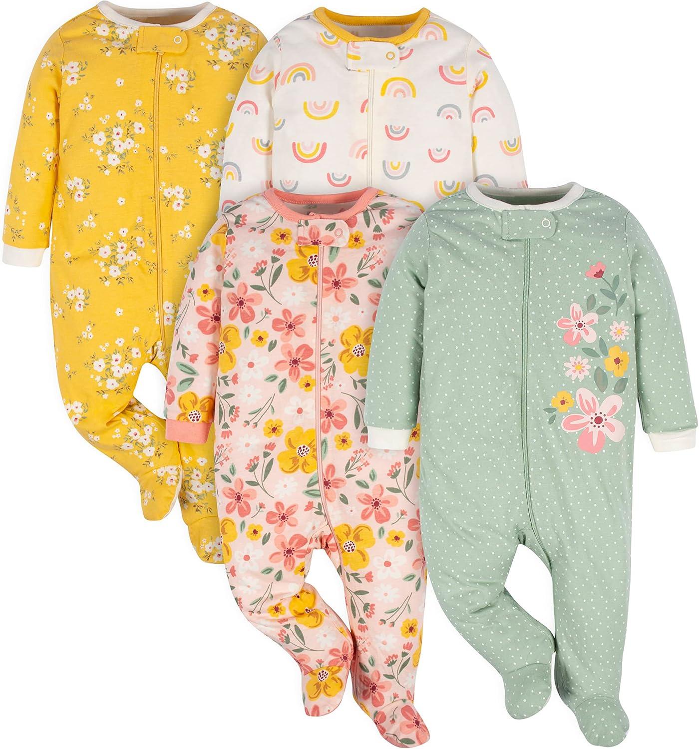 4 Piece Full Sleeve Bodysuit Set – Soft Cotton Baby Onesies-Diaper Reusable