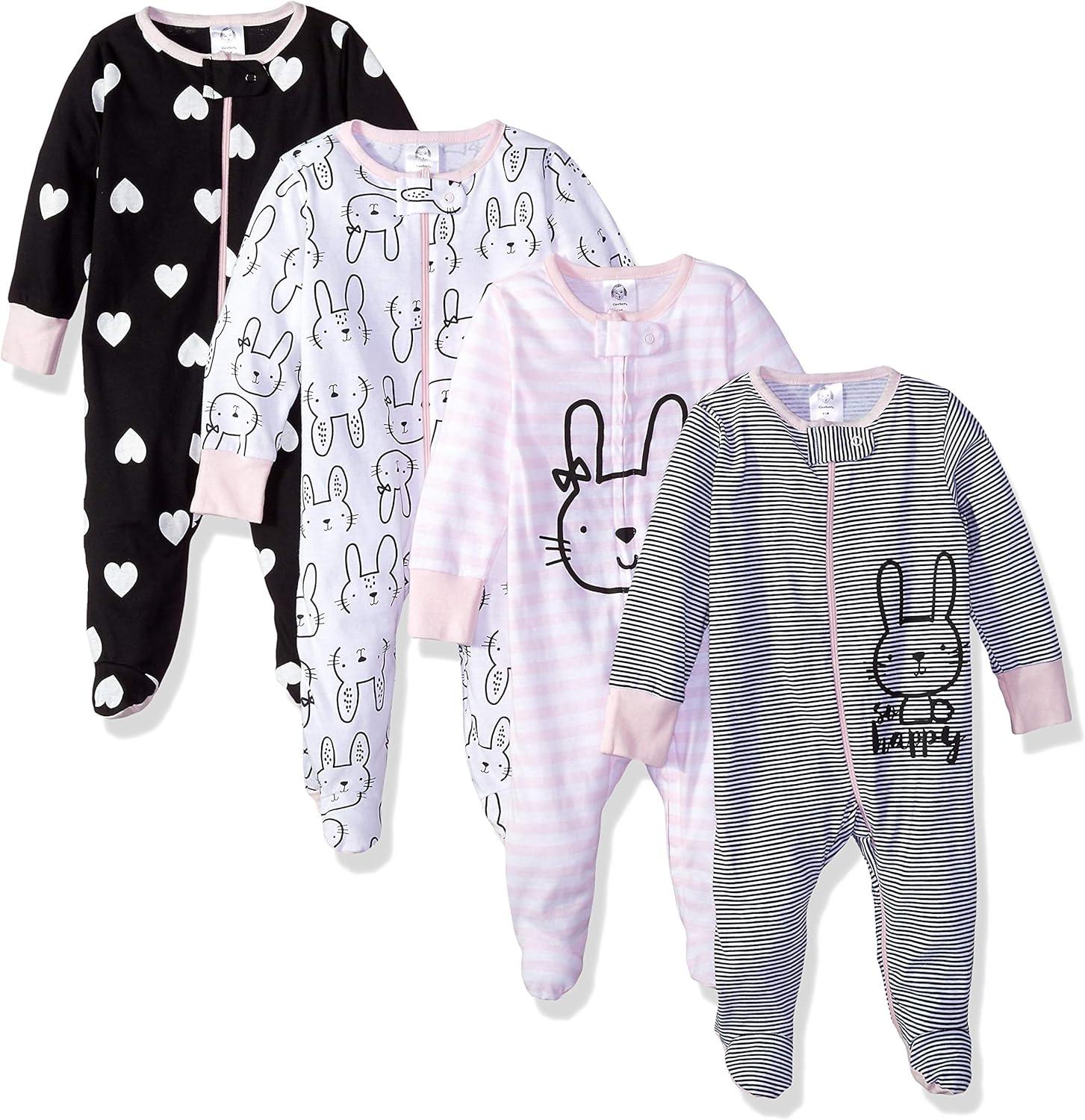 4 Piece Full Sleeve Bodysuit Set – Soft Cotton Baby Onesies-Diaper Reusable
