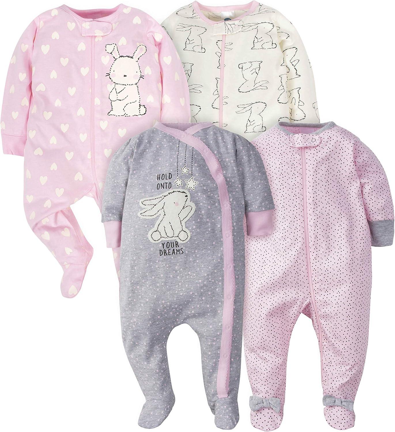 4 Piece Full Sleeve Bodysuit Set – Soft Cotton Baby Onesies-Diaper Reusable