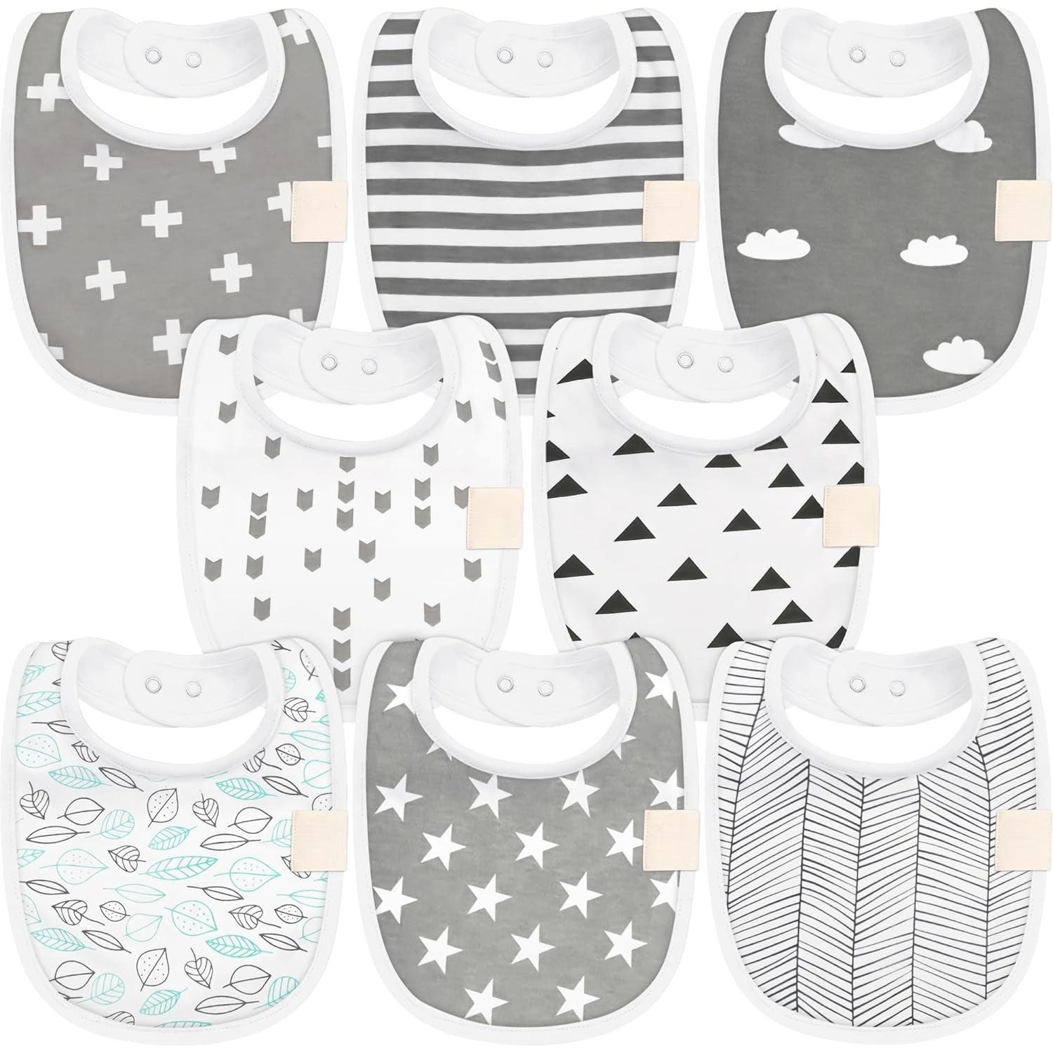 8 Pack Organic Unisex Baby Bibs For Modern Parents-Diaper Reusable