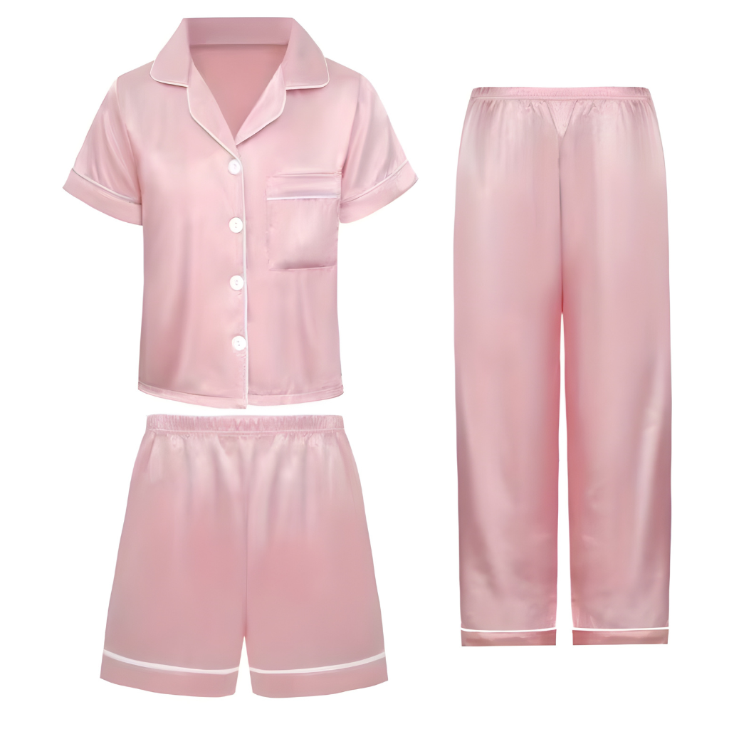 Three Piece Casual Pajama Set For Girls