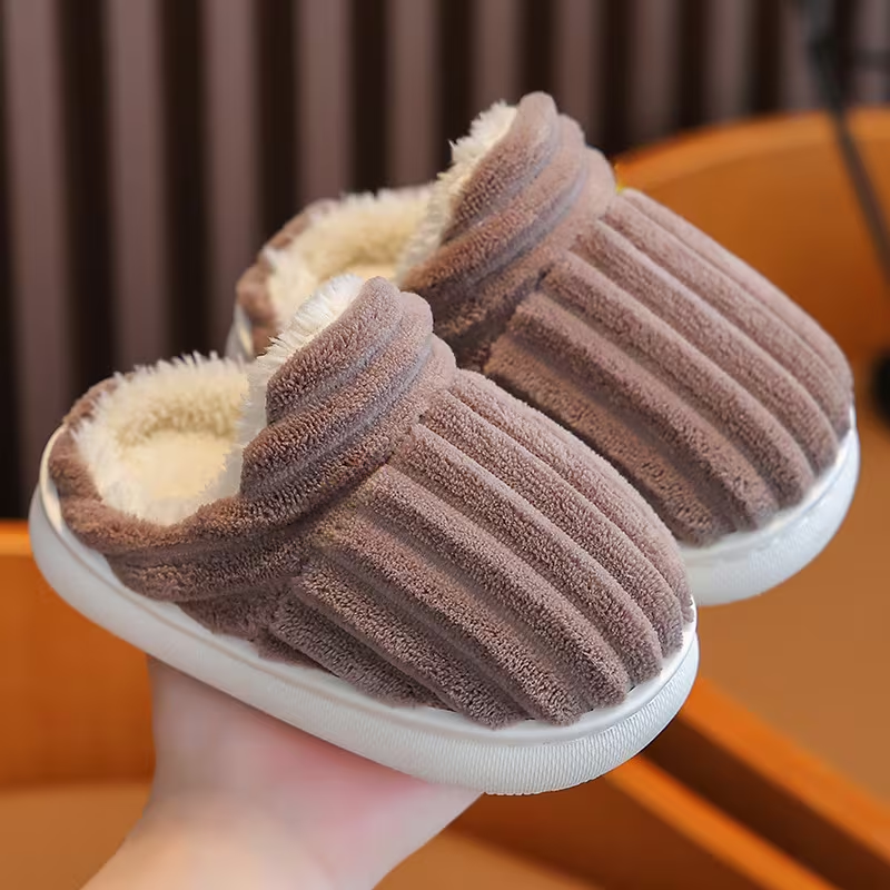 Winter Lined Slip On Slippers For Kids Home Use