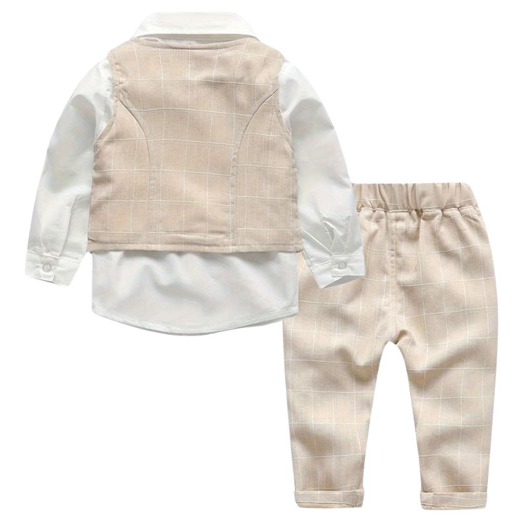 3 Piece Formal Suit With Long Sleeve Shirt Vest And Pant Set