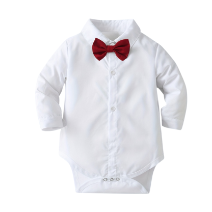 Two Piece Outfit With Bow Tie And Suspenders For Boys