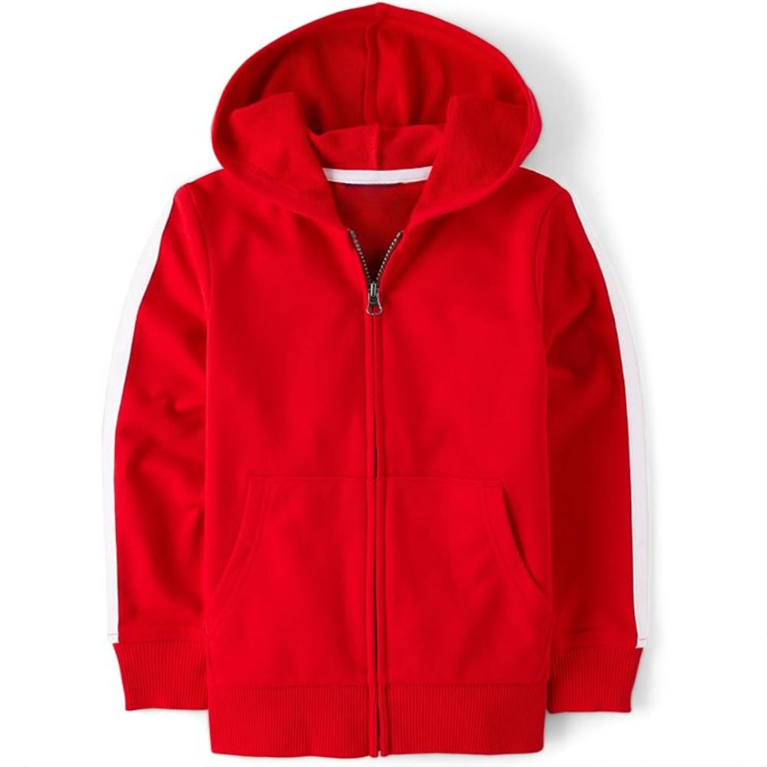 Long Sleeve Hooded Full Zip Front Sweatshirt For Boy