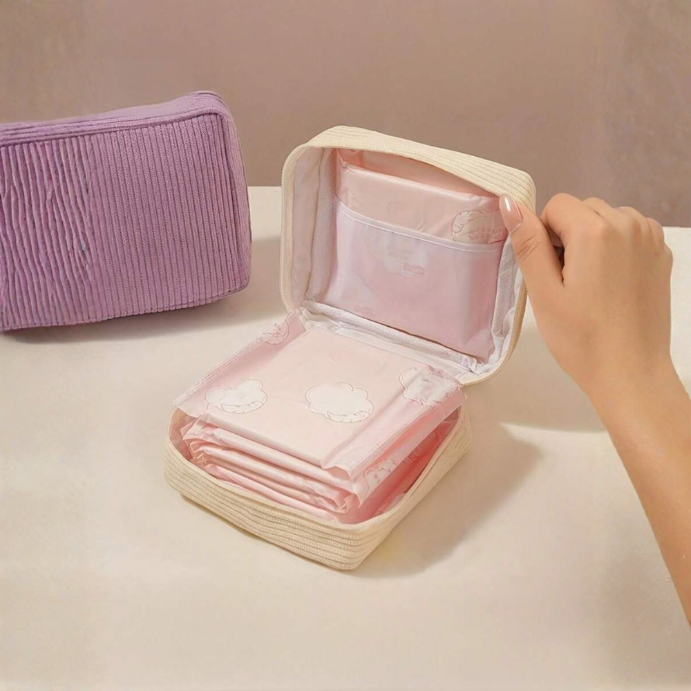 Pack Of 1 Mini Pack Sanitary Pad Storage Bag With Zipper For Women 