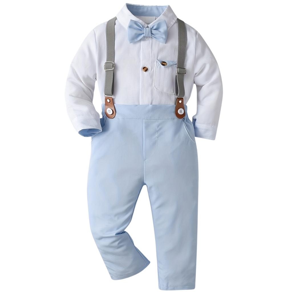 Bow Tie Shirt With Suspender Pants