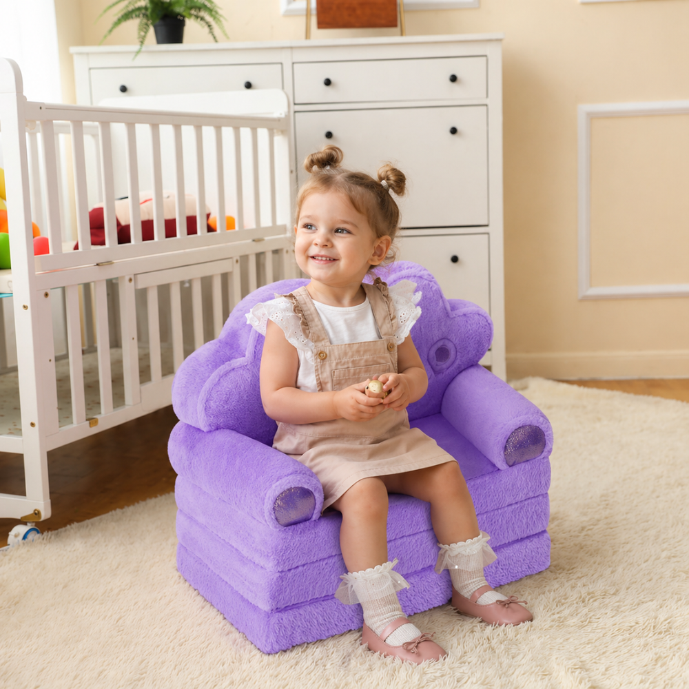 2-in-1 Foldable Princess Convertible Toddler Couch