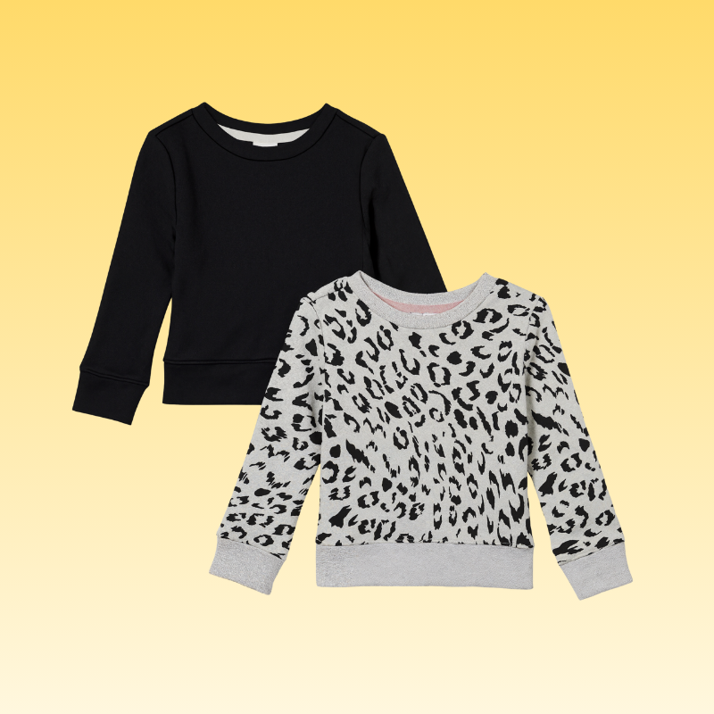 Pack of 2 Girls and Toddlers Fleece Crewneck Pullover Sweatshirts