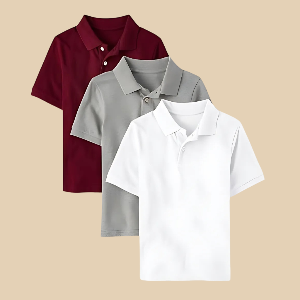 Pack Of 3 Boys Multipack Short Sleeve Pique Polo T Shirts