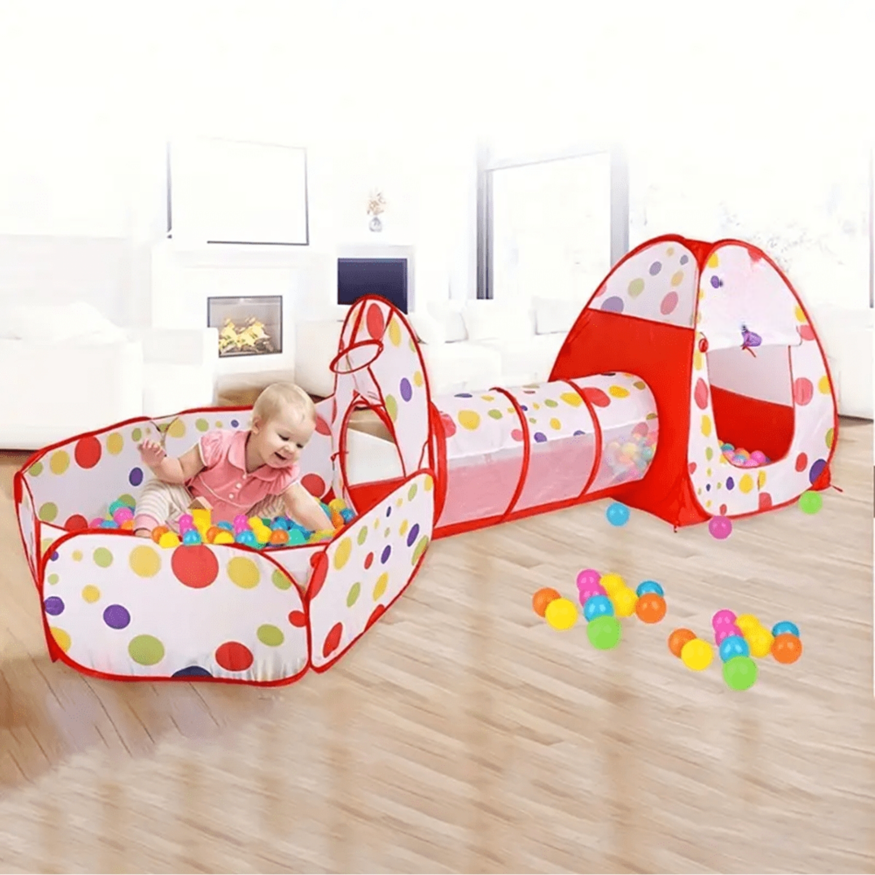 3 In 1 Indoor Foldable Game House With Steel Frame Play Tent 