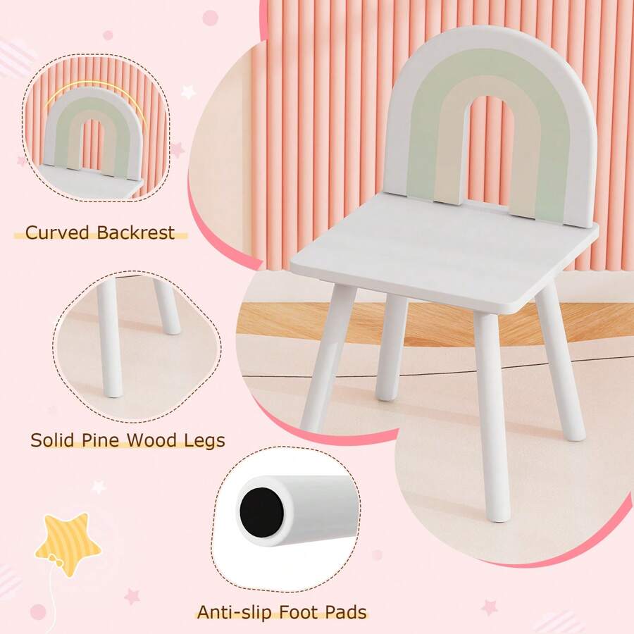 Lifezeal Kids Vanity Table And Chair Set With Cloud-Shaped Mirror Open Shelf Storage Drawers White - White - View 5