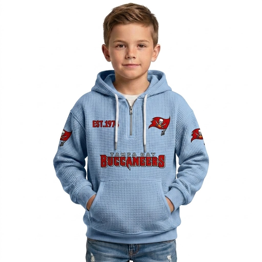 Buccaneers EST 1974 Quarter Zip Waffle Hoodie For Kids