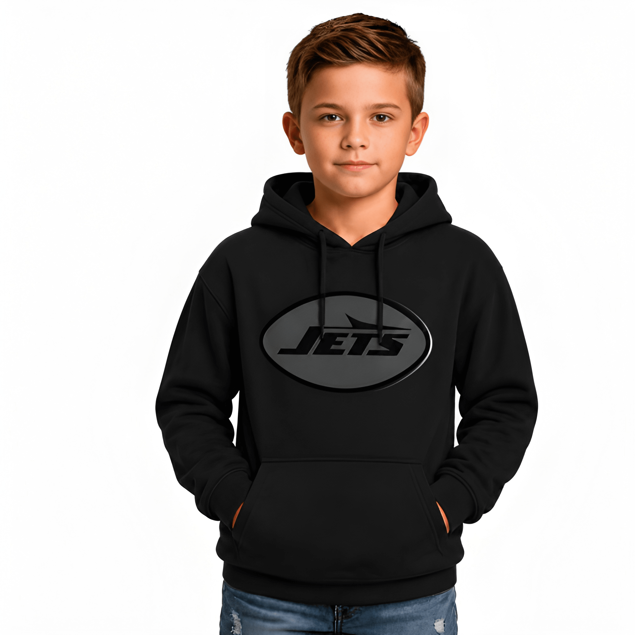 Jets Back In Tone Pullover Hoodie For Kids