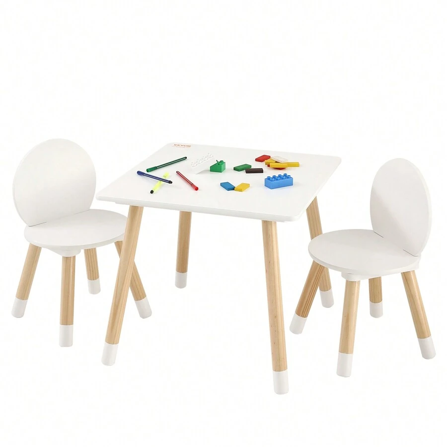 Kids Table And 2 Chairs Set, Toddler Table And Chair Set, Children Multi-Activity Table For Art, Craft, Reading, Learning, Christmas Gift - White - View 8