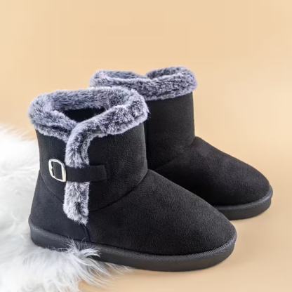 Faux Suede Winter Snow Boots With Non Slip Sole For Kids