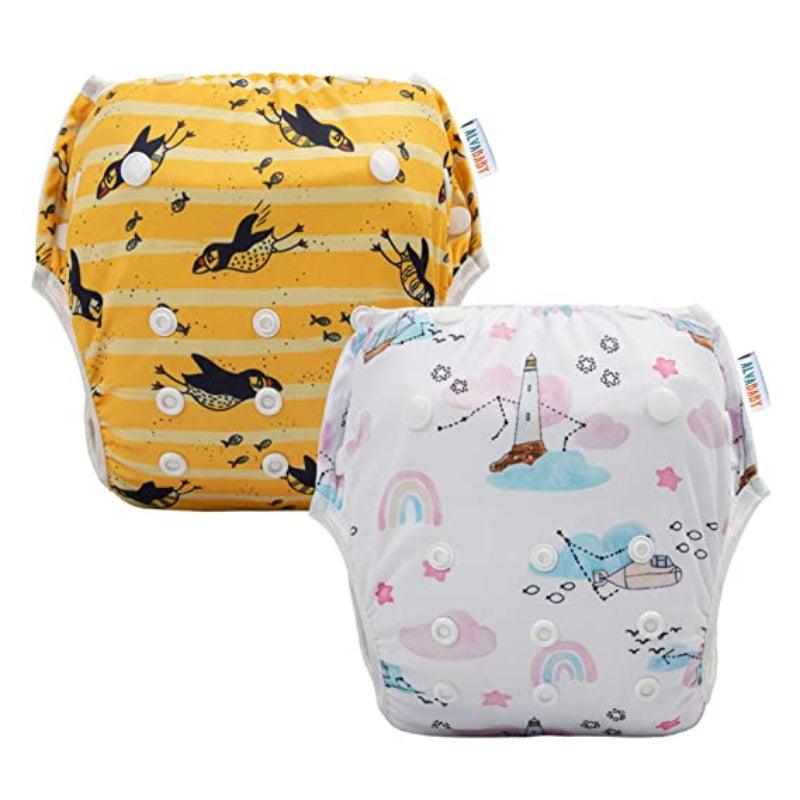 Reusable 2 Pcs Swim Diaper Set for Toddlers with Snap Closures-Diaper Reusable