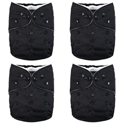Winter Cloth Pocket Diapers 4 Pack With 4 Bamboo Inserts-Diaper Reusable