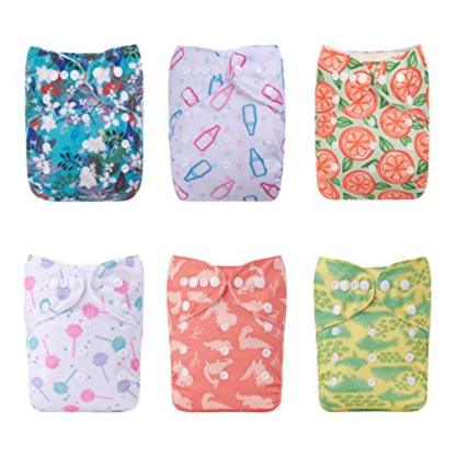 Adjustable Washable Reusable Baby Cloth Diapers For Baby with 6 Pack and 12 Inserts-Diaper Reusable