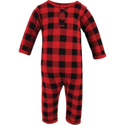 Plaid And Apple Print Baby Onesies-Diaper Reusable