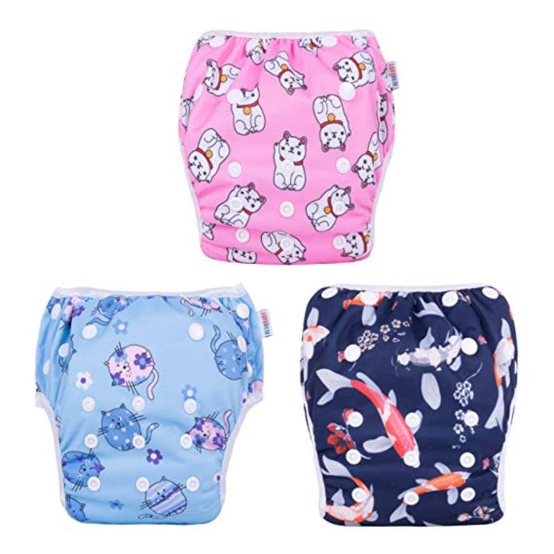3 Pack Reusable Adjustable Swim Diapers For Infant and Toddler-Diaper Reusable