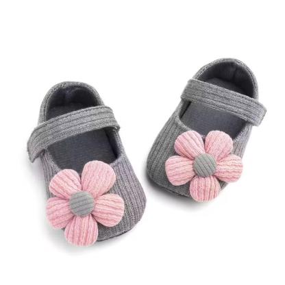 Princess Style Baby Slip On Shoes With Flower Design