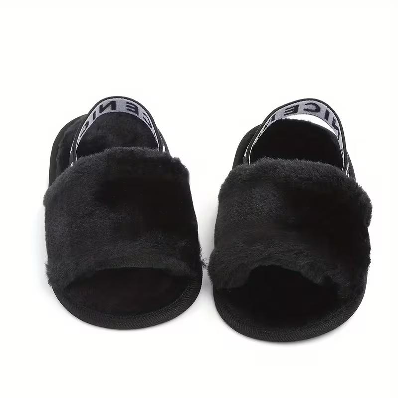 Slip On Furry Sandals For Girls