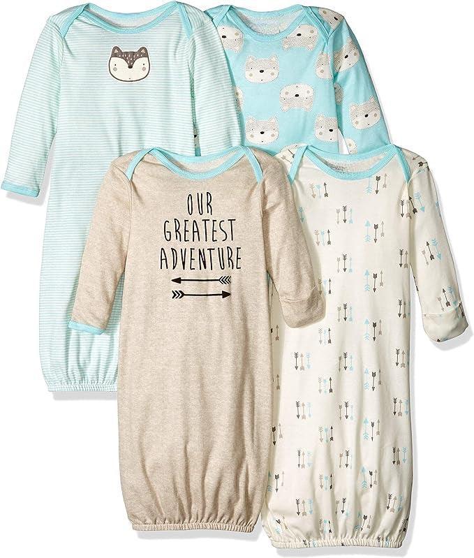 Pack Of 4 Sleeper Gowns For Baby With Cool Graphics-Diaper Reusable