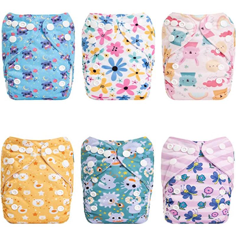 6 Pcs Newborn Pocket Cloth Diapers With 12 Insert Set-Diaper Reusable