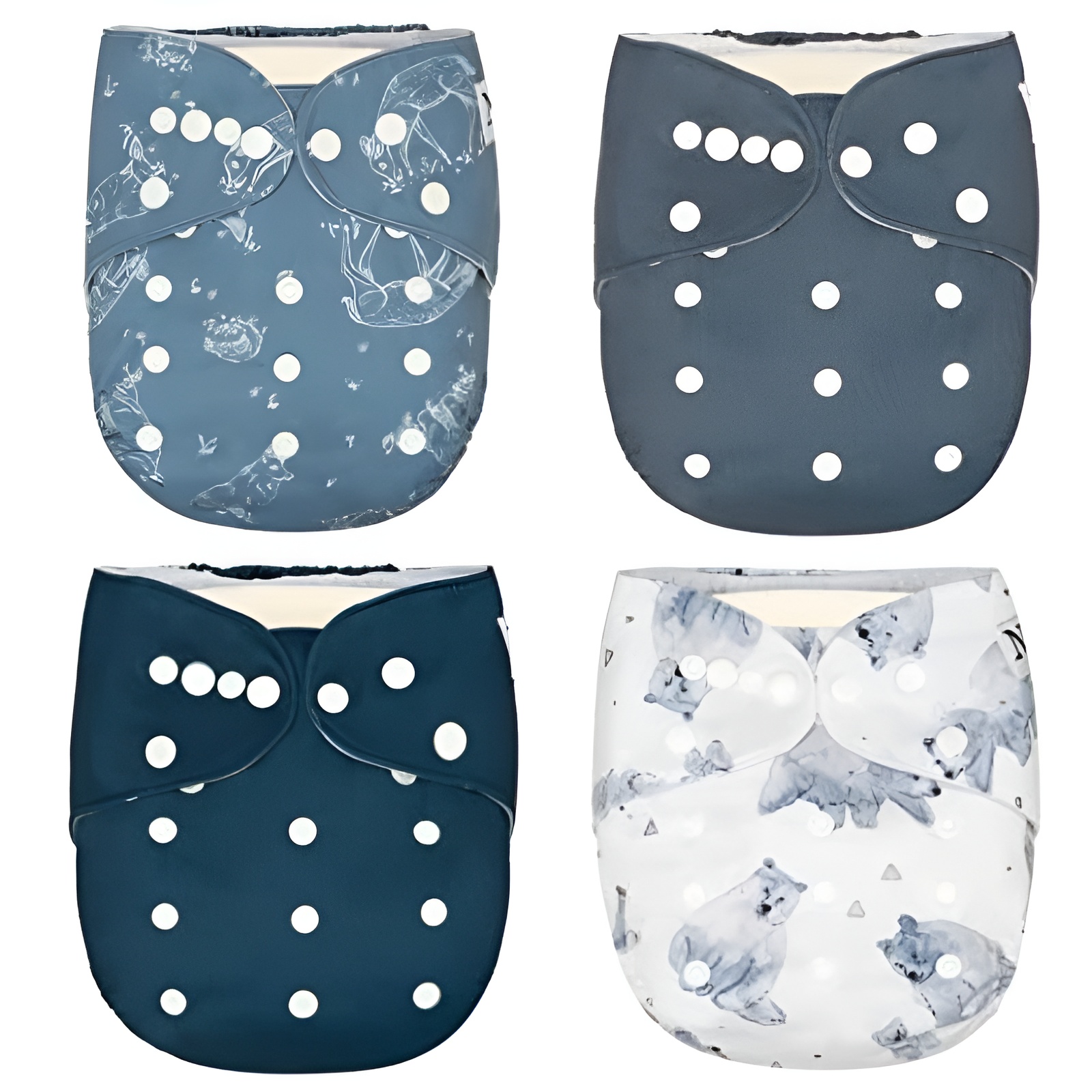 4 Pack Winter Cloth Pocket Diapers With 4 Bamboo Inserts For Baby Set