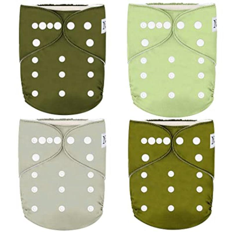 4 Pack Winter Cloth Pocket Diapers With 4 Bamboo Inserts For Baby Set-Diaper Reusable