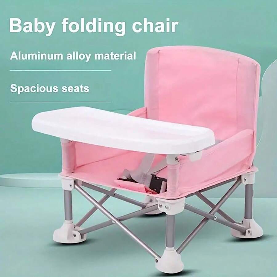 1 Pc Gray Portable Foldable Children's High Chair For Baby Eating And Dining Out - Pink - View 5