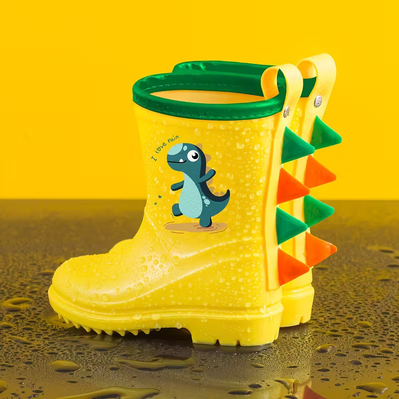 Dinosaur Theme Rain Boots With Spiky Design And Non Slip Sole