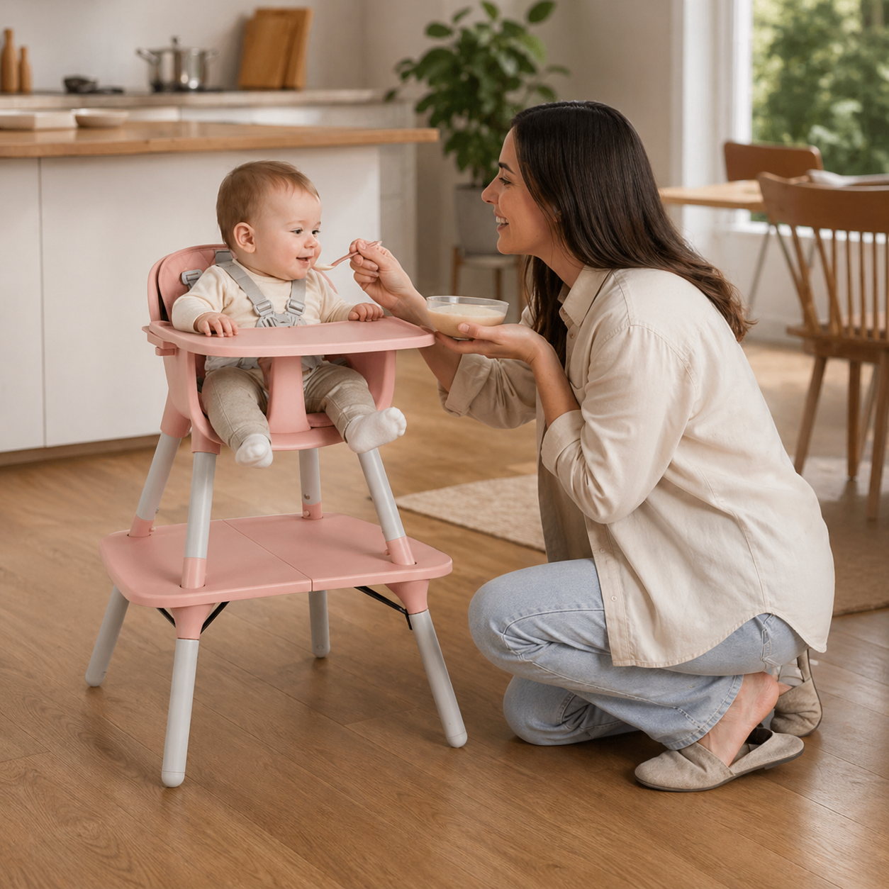 4 In 1 Convertible High Chair Set Pu For Kids