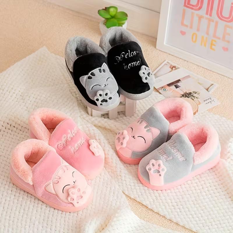 Furry Cartoon Design House Shoes For Kids