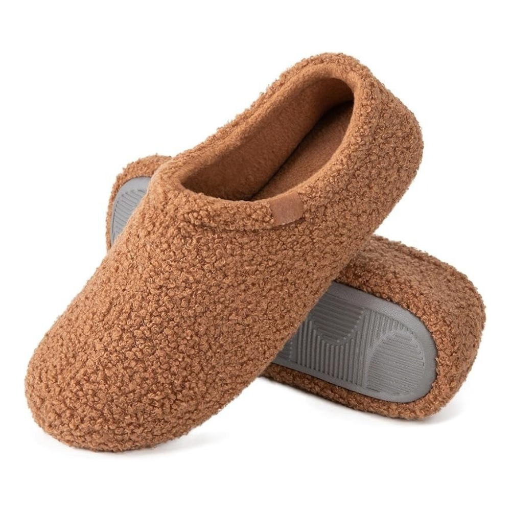 Women Memory Foam Loafer Slippers With Fuzzy Curly Fur And Cozy Fleece Lining