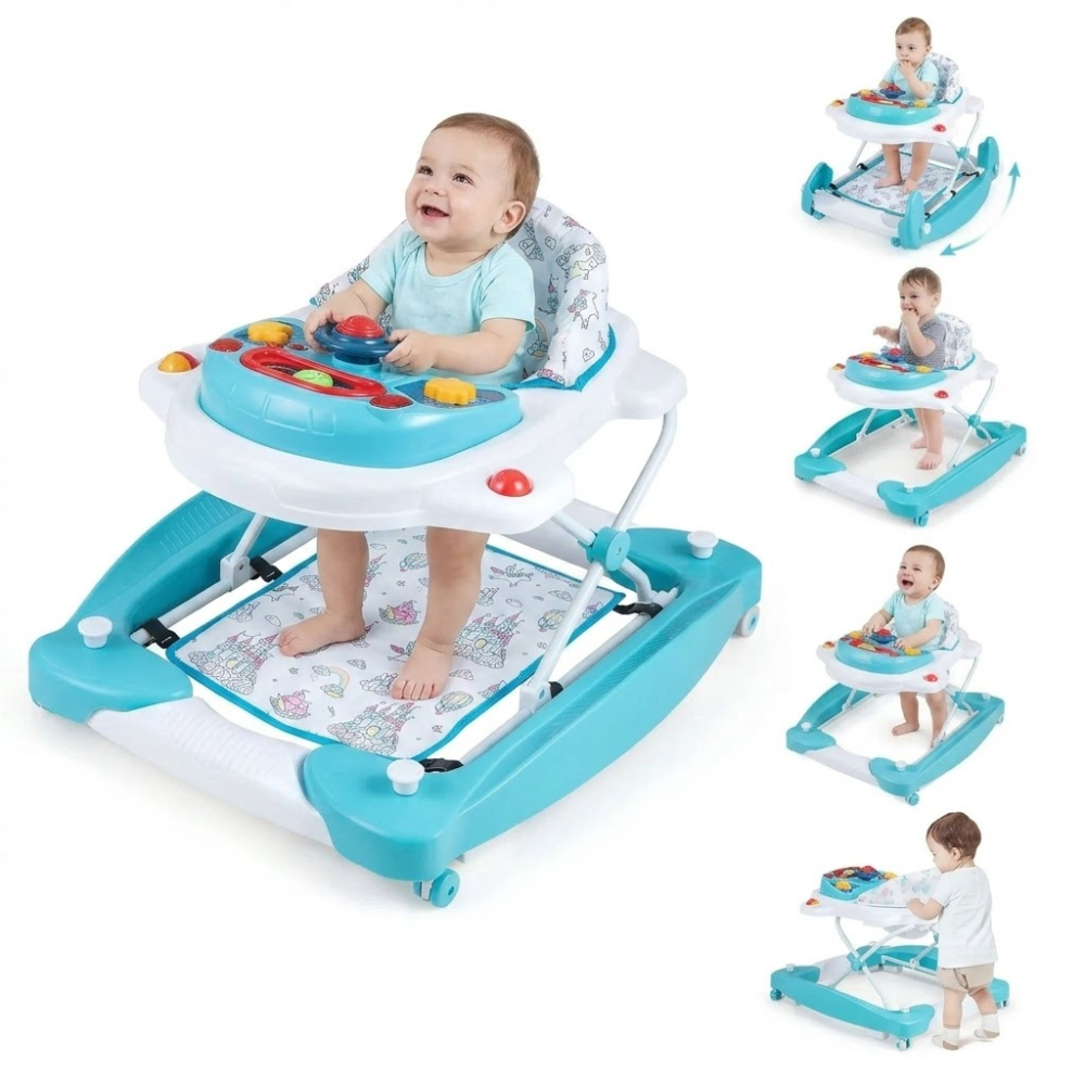 6-in-1 Adjustable Baby Walker Activity Center With Music